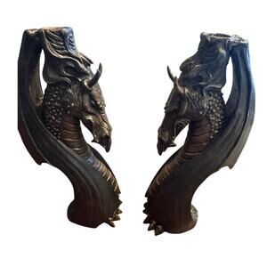 Set of dragon candle stick holders Excellent condition gothic romantic valentine